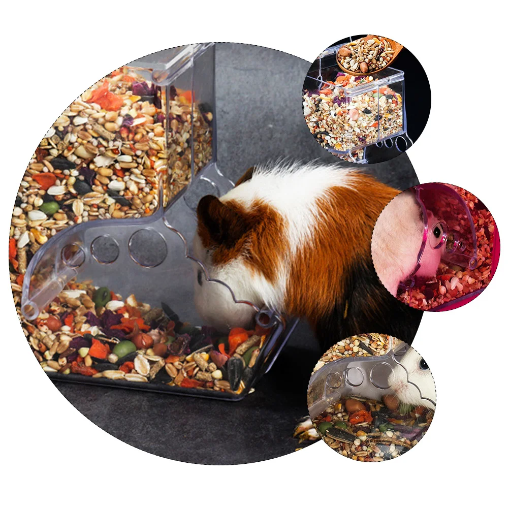 

2Pcs Self-Dispensing Feeder Acrylic Automatic Feeder No Smell Safe for Small Pets Hamster Dispenser Small Pets Food Dispenser