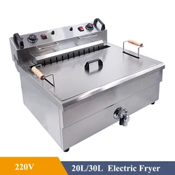 20L/30L Commercial Electric Fryer Potato Tower Machine French Fries Fritters Deep Fryer Frying Machine with Oil Drain Faucet