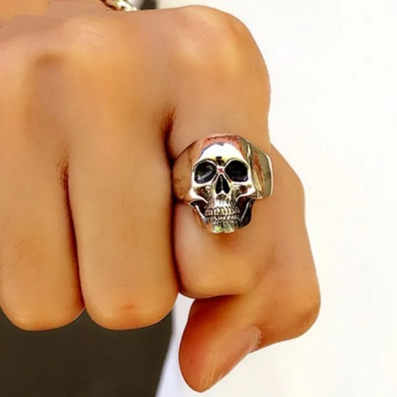 BOCAI S925 Sterling Silver Rings for Men New Fashion Domineering Trend Rock Skull-head Pure Argentum Punk Jewelry