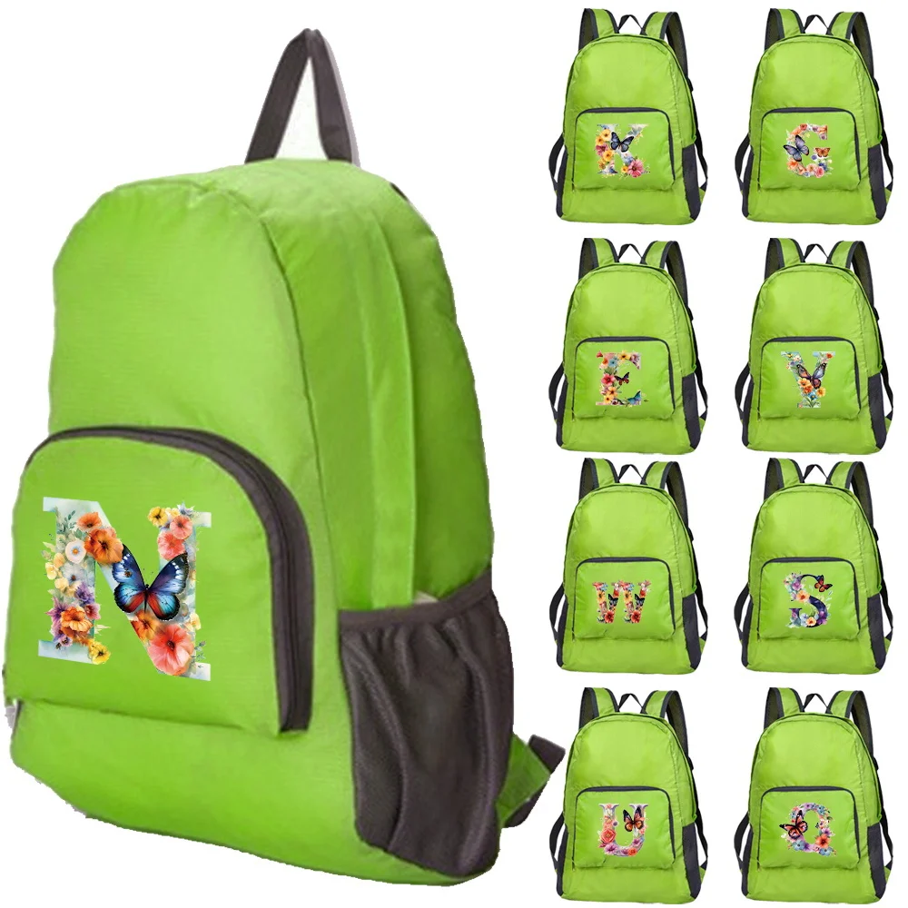 

New Fashion Multi Functional Butterfly Letter Print Pattern Foldable Portable Hiking Portable Shoulder Travel Bag for Men/Women