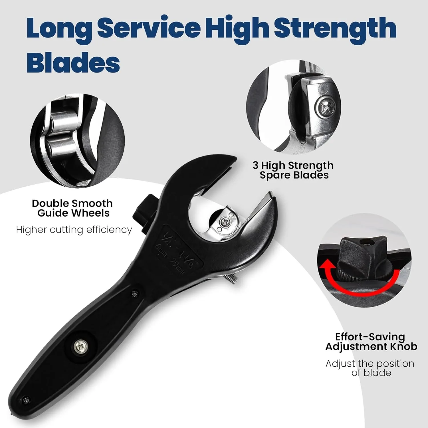 6-23mm or 8-29mm Ratcheting Tubing Cutterwith 3 Blades and Deburring Tool for Copper Brass Aluminum Corrugated Pipes PVC PPR view 2