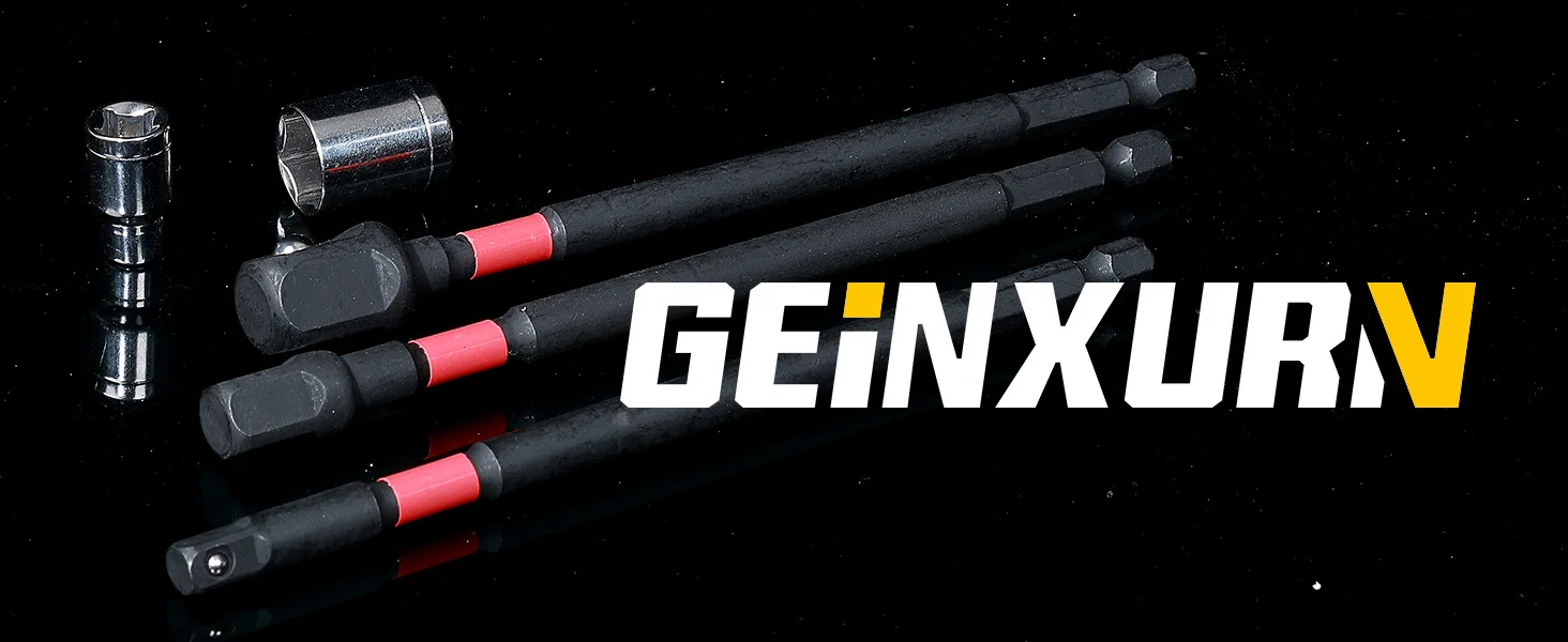 Geinxurn Schlagschrauber-Adapter-Set, 1/4 Zoll 3/8 Zoll und 1/2 Zoll Antrieb, Verlängerungsbit mit Halter, anpassbarer Bohrmaschine an Schlagschrauber mit hohem Drehmoment – Detail 1