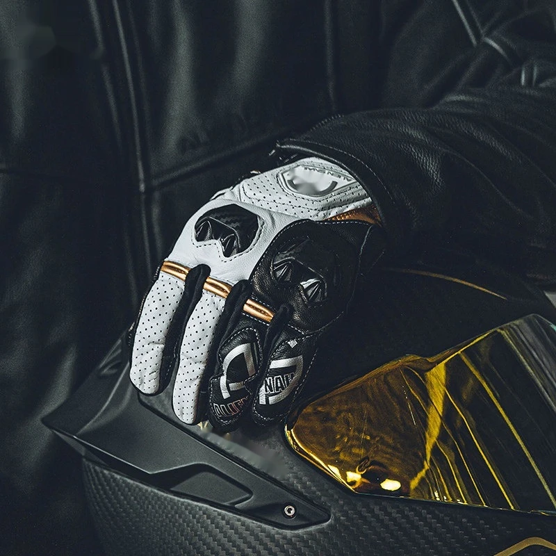 For Motorcycle P7 Leather Gloves Carbon Fiber Anti-Fall Touchscreen All-Season Pink No-Drill Accesorios Moto view 4