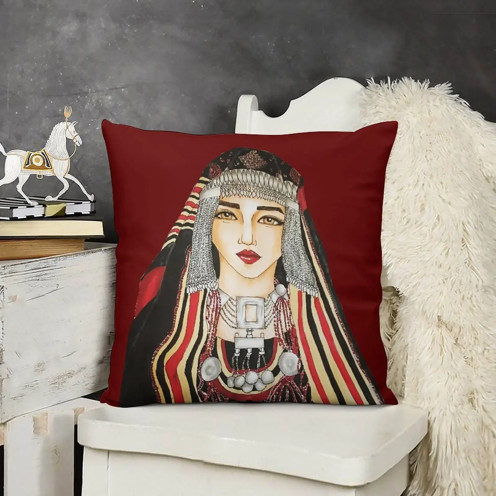 Yemeni woman Illustration Throw Pillow pillow cover christmas Cushions Home Decor Pillow Cases Decorative