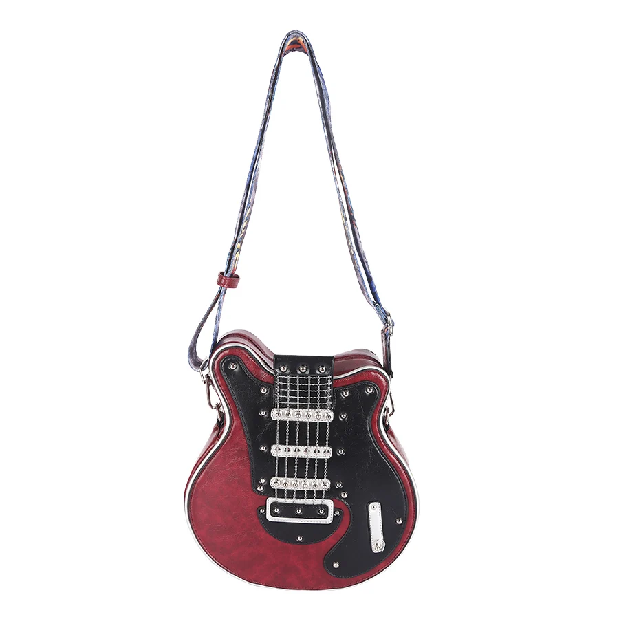 2025 New personalized and creative Spice girl American retro fashion guitar-shaped bag, bass pain bag, crossbody bag for women