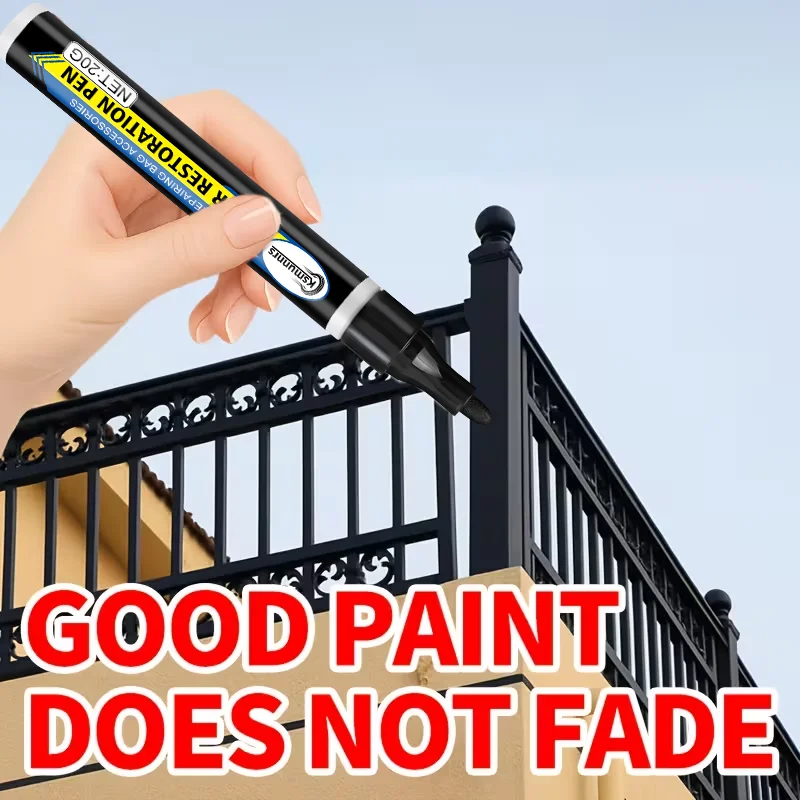 Durable Quick-Drying Protective Coating, Black Matte Touch-Up Paint Pen for Metal Railing Rust Prevention