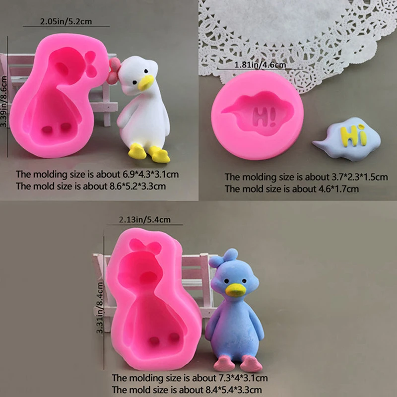 3D simpatico cartone animato anatra stampo in Silicone fai da te candela profumata gesso sapone stampo in resina fatto a mano cottura torta al cioccolato stampo