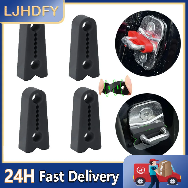 4pcs Car Door Slam Stopper Reduce Noise Secure Fit Silicone Door Latch Protective Cover Buffer Cushion Auto Door Anti-Shock Pad