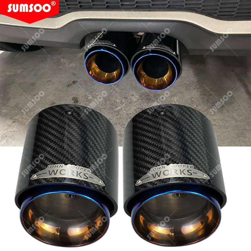 

genuine SUMSOO Burnt Blue Pipe Black Carbon Fiber Exhaust Muffler Tip Fit for MINI Cooper S F54/F55/F56/F57/F60/R55 R56