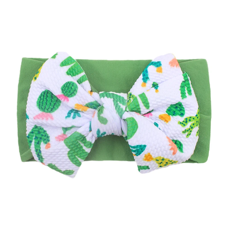 New Children\'s Big Bow Nylon Hair Band Soft Elastic Hair Adornment Baby Headband Baby Printed Headband Newborn Baby Turban INS