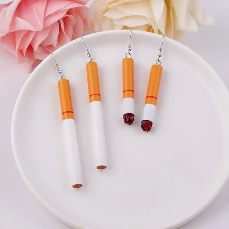 

Fun Funny Cigarette Earrings Hipster Personality Nightclub Hip Hop Ear Hook Ear Clips Women's Vintage Stud Ears