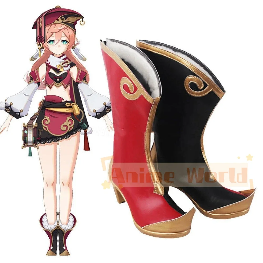 

Косплей-ботинки Genshin Impact Yanfei, красно-черные