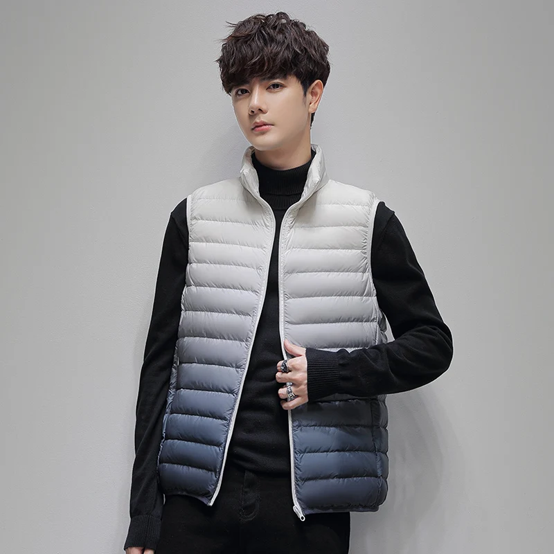 

Новый уличный легкий дышащий высококачественный градиентный пуховик без рукавов, жилет, модная универсальная модная теплая куртка