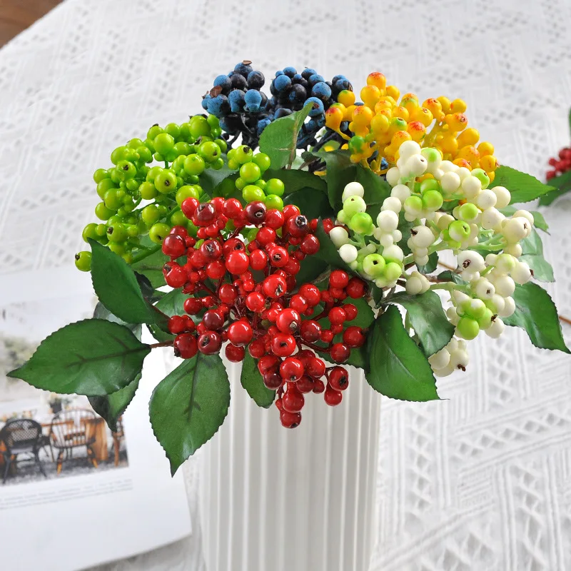 

7Pc Artificial Foam Berry Fruit Flowers Christmas Decor Coral Fruit Wedding Table Party Home Decoration Plants Photography Props
