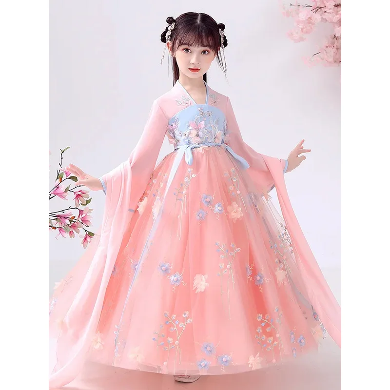 

Hanfu Girls Spring and Autumn Ancient Costume Chinese Style 2024 New Children's Clothing Ancient Style Spring Super Fairy Girl