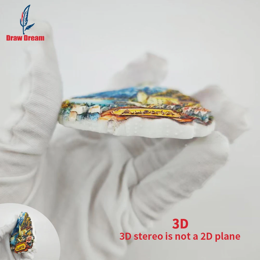 1Pc Austrian Creative 3D Embossed Refrigerator Magnet World Travel Souvenir Collection Suitable for Home and Office Decoration, Personalized Exclusive Travel Souvenir Magnetic Refrigerator Magnet, Home Decoration, Kitchen, Room, Office, Cabinet Crafts, Gifts, Holiday Souvenirs, Exquisite Small Gifts