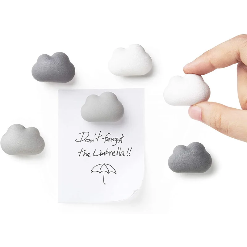 6pcs Set Cute Cloud Fridge Magnet Refrigerator Magnetic Photo Message Sticker Note Stick Office Home Kitchen Decoration Gifts