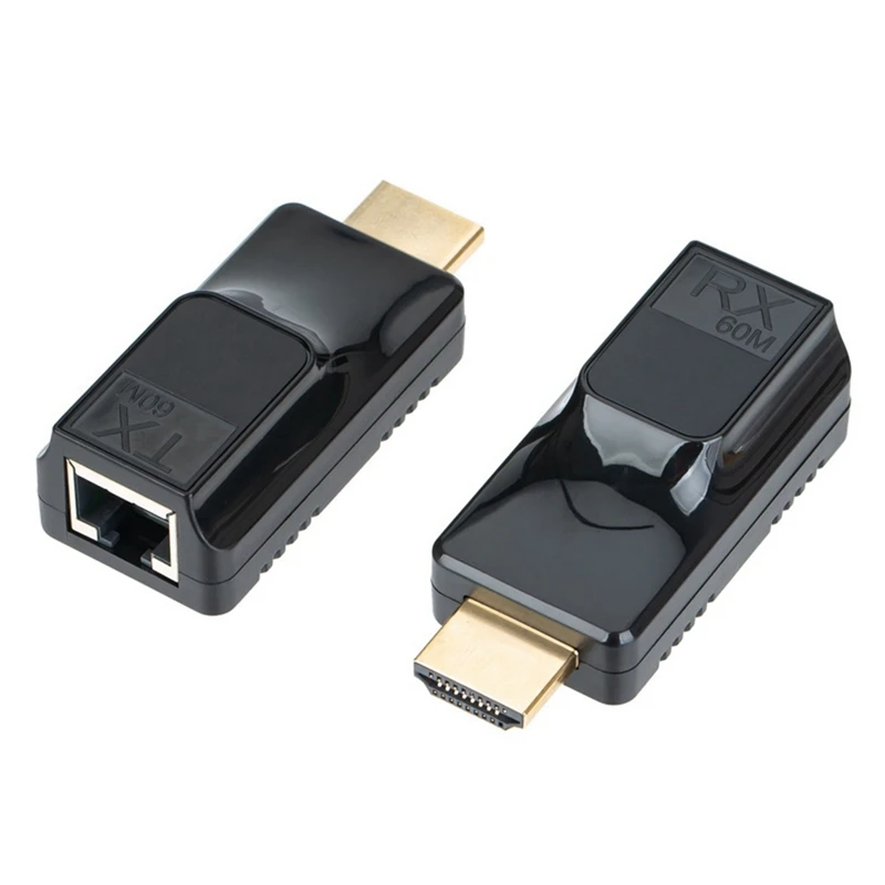 60M -Compatible Extender  RJ45 To -Compatible 1080P HD Video Network Cable Extender Adapter For HDTV Monitor