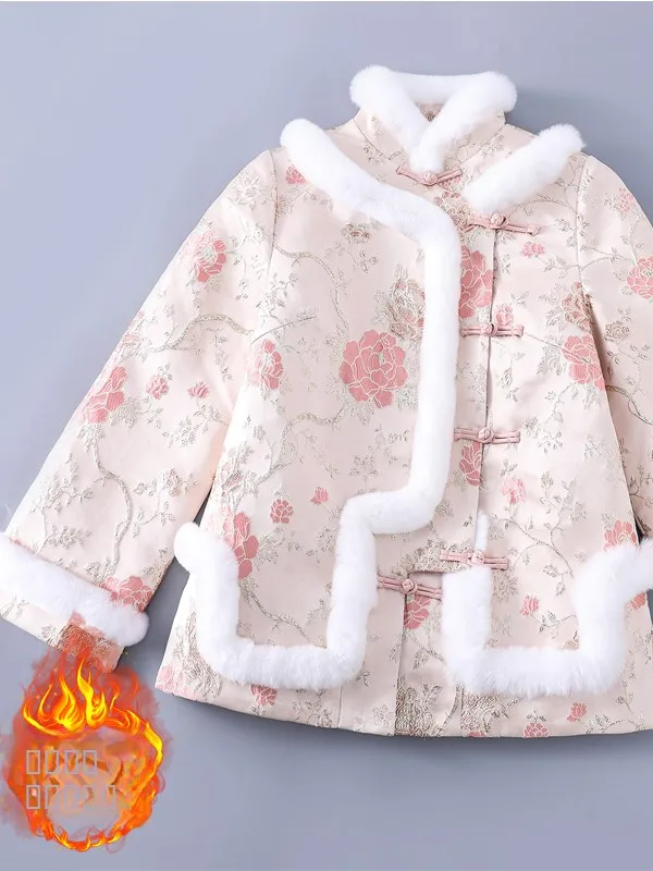 

Retro Gold Tead Embroidered Cotton Jaet Thiened Winter Coat Women's Faion Artistic Sle Long Sve ort Length