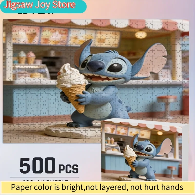 

2D Flat, Disney Stitch and Mickey Mouse Home Decor Print, 2D Flat Puzzle, , Brain Teaser for Adults, Ideal for Family Game Nig