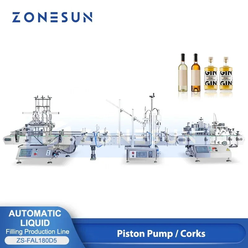 ZONESUN ZS-DPCL2 Custom Tabletop Production Line Bottle Liquid Filling Capping Labeling Machine Packaging Solution