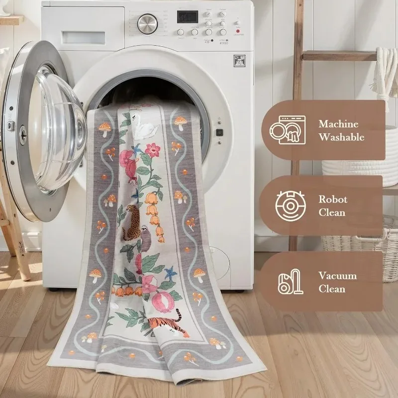 الأحمر الفاخرة الرجعية الحيوان الأزهار سجادة غرفة معيشة ديكور المنزل أريكة طاولة القهوة الكلمة حصيرة نونسليب قابل للغسل غرفة نوم البساط Kovers вг #6