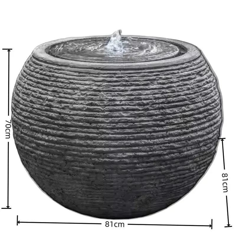 Modern Design Outdoor Garden Fountain Stone LED Solar Lighting Weather Resistant High Density Artificial Style