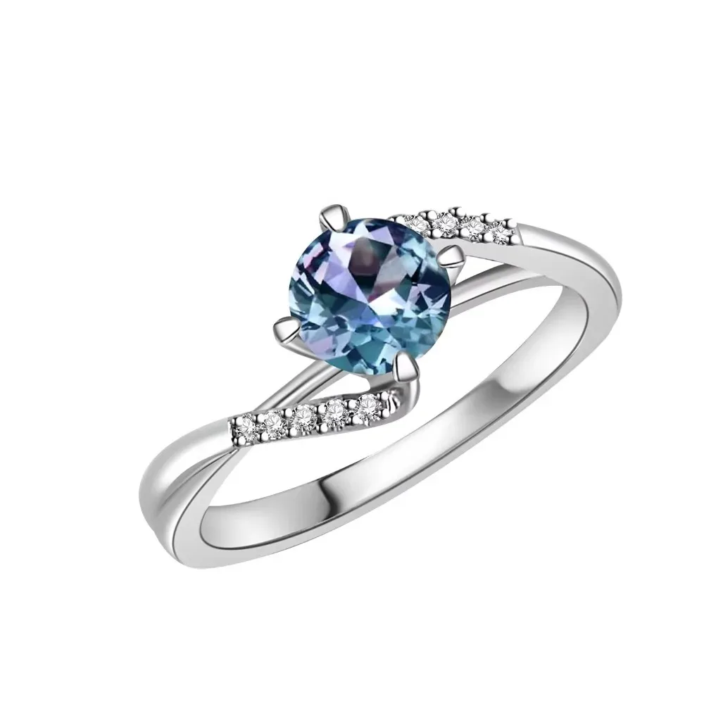 925 Sterling Silver Color Change Alexandrite Luxury Wedding Engagement Twist Ring Women Trendy Jewelry  Jewellery