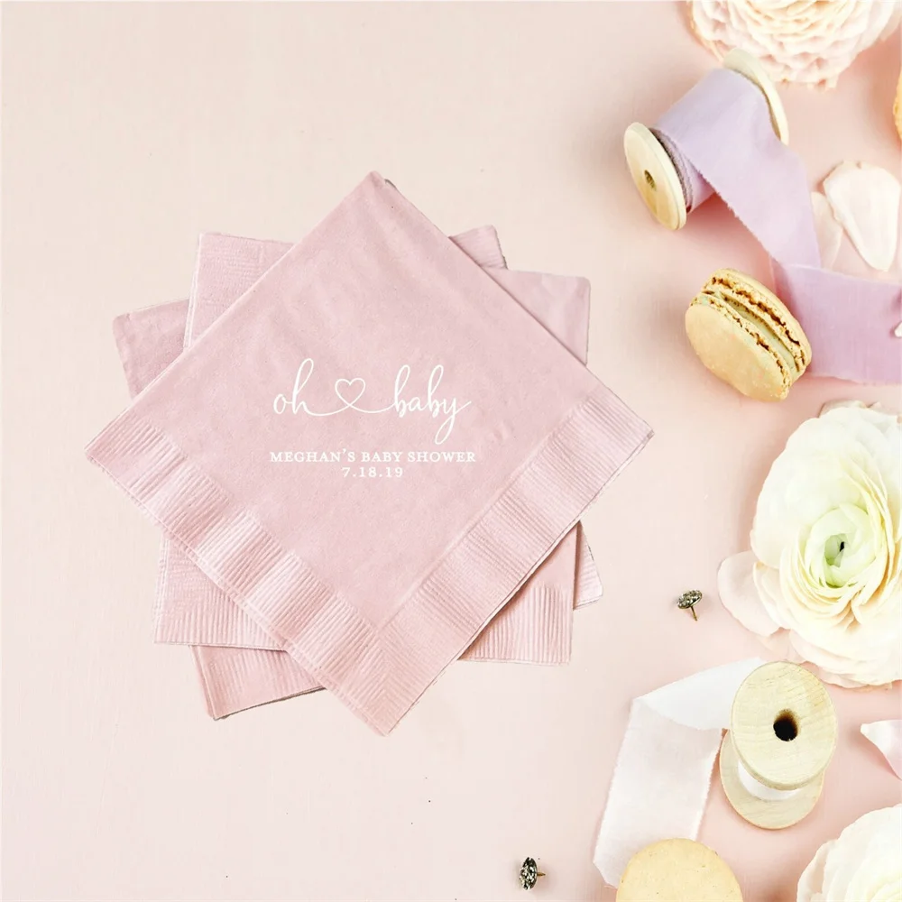 50PCS Personalized Baby Shower Napkins - Sip and See Napkins, Baby Shower Napkins, Custom Napkins, Foil Stamped Napkins