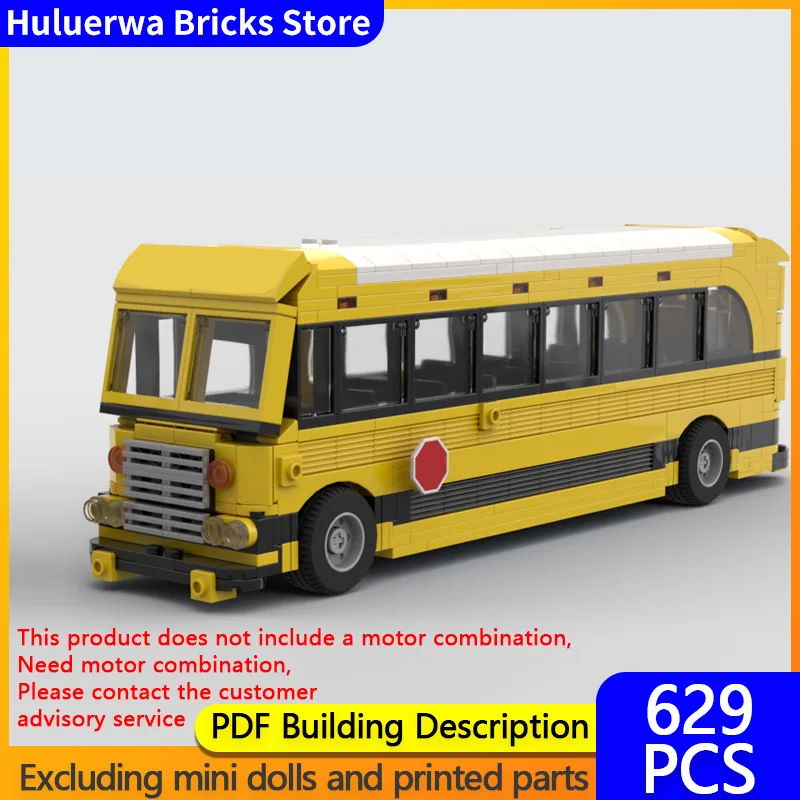 

City Car Model MOC Building Bricks American School Bus Modular Technology Children Holiday Gifts Assemble Toys Suit