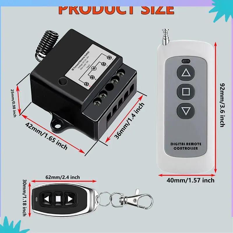 ABZW 2X DC12V-24V Forward Reverse Switch, Linear Actuator Remote Control, 10A Current, 165 Ft Range ,Linear Actuator