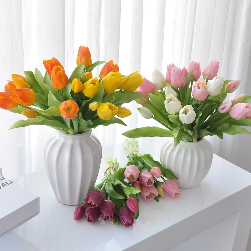 

YeeNanee Latex Tulip Artificial Flowers Bouquet Realistic Mother's Day Gift Easter for Wedding Home Kitchen Table Decoration
