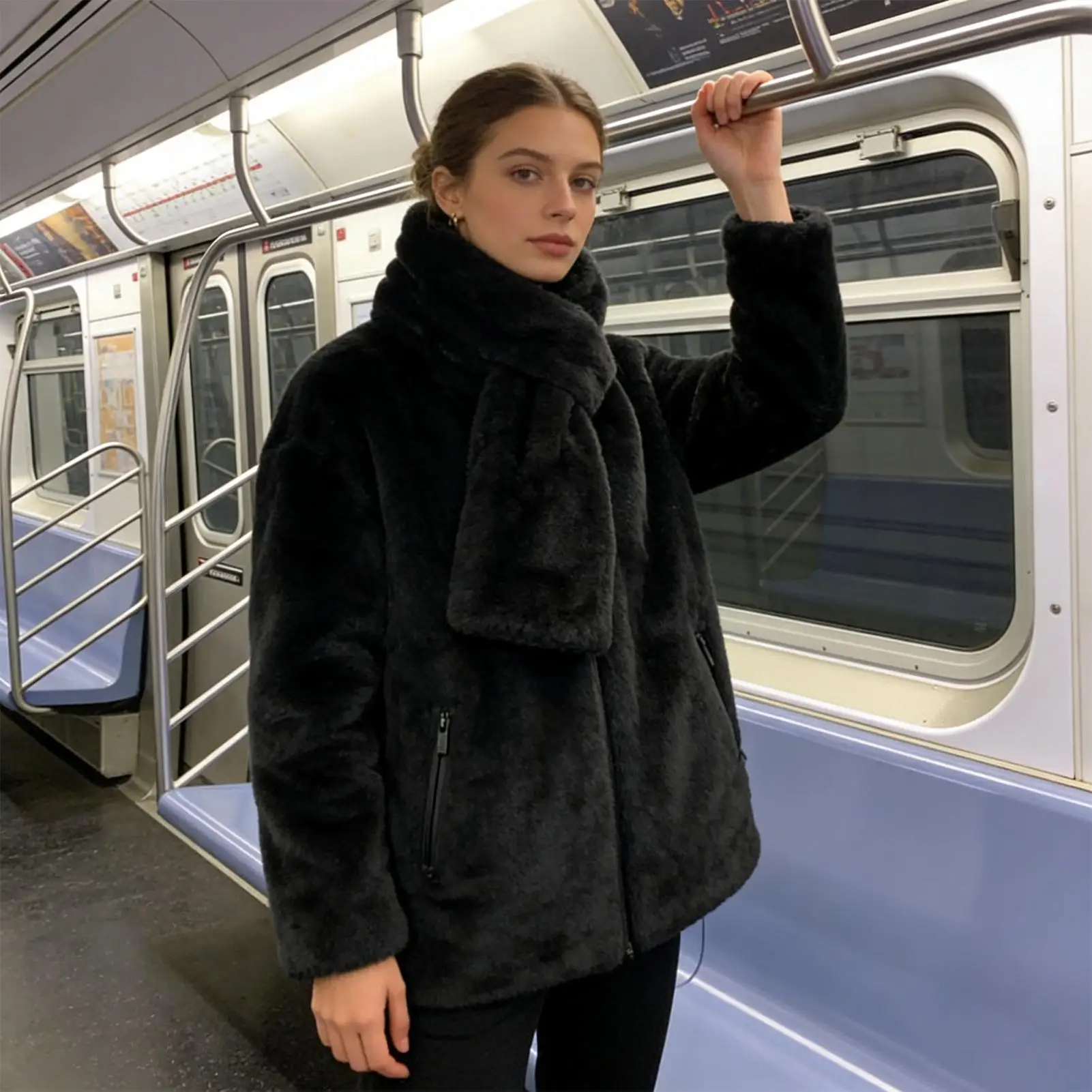 Short Scarf For Women Neck Warmer With Zipper Pockets Neck Scarf For Women Ladies Daily Commute Outdoor Travel Beach Spring Fall