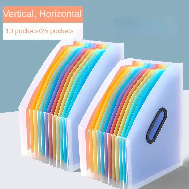 13/25 Layers A4 Folder Standing Document Bag Accordion Multi-Purpose Expandable File Folder Colored Index Tabs for Office School