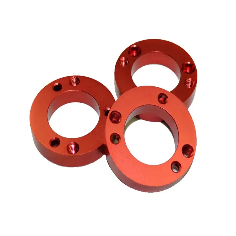 Custom CNC machined red anodized aluminum alloy ring mechanical with hole connection gasket / riser piece