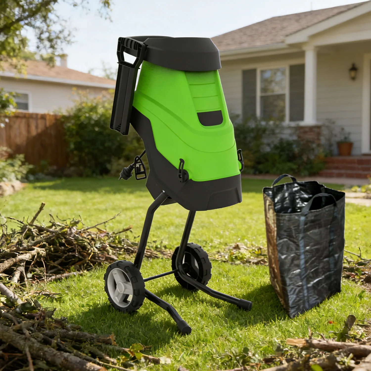 Vertak 2600W Garden Shredder Branch Shredder Garden Tools Electric Chipper with 45L Collection Bag