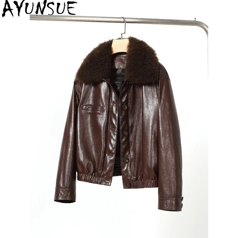 AYUNSUE Real Leather Down Jacket Woman Detachable Inner Lining Women Winter Coat Fashion Commute Outerwear Woman Clothes 신상아우터