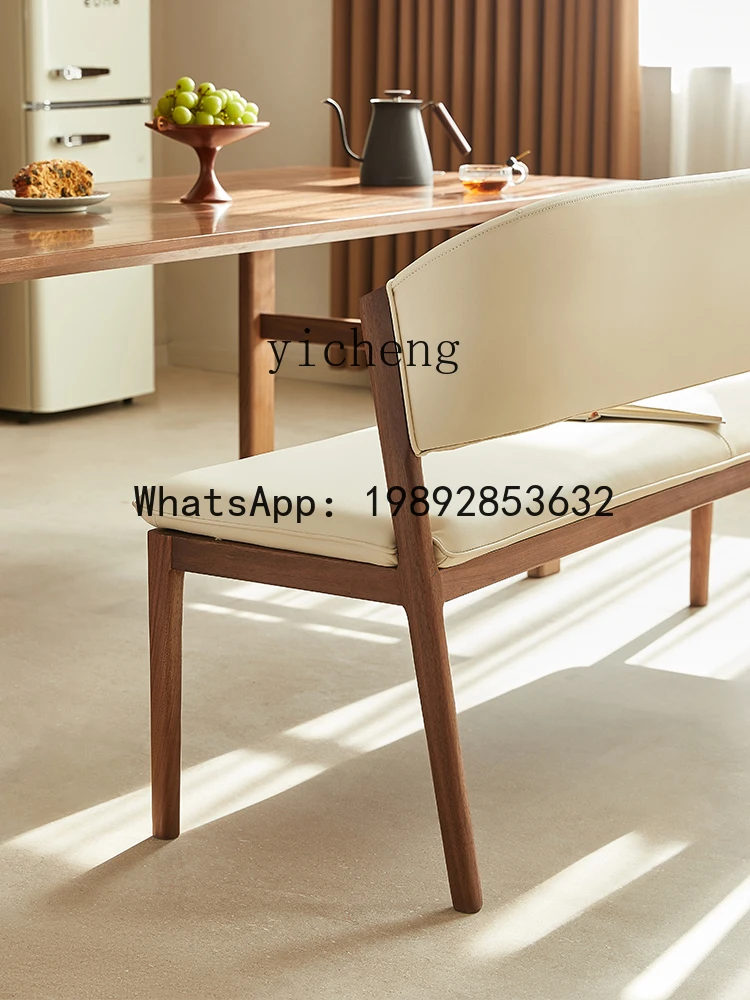 Chair Black Walnut Bench with Backrest Home Living Room Bench Bench Log Casual Chair