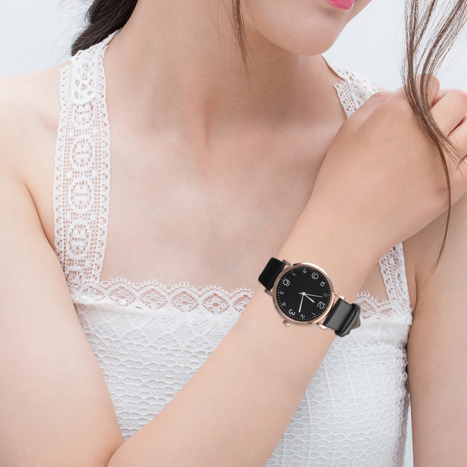 

2pcs Quartz Wrist Watch For Women Fashionable Lady Watch Student Casual Pu Band Durable Elegant Timepiece Gift For