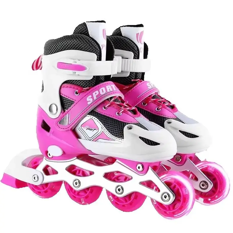 The Skating Shoes Children's Boys and Girls Single FlashPVC Skates Roller Skates Adjustable
