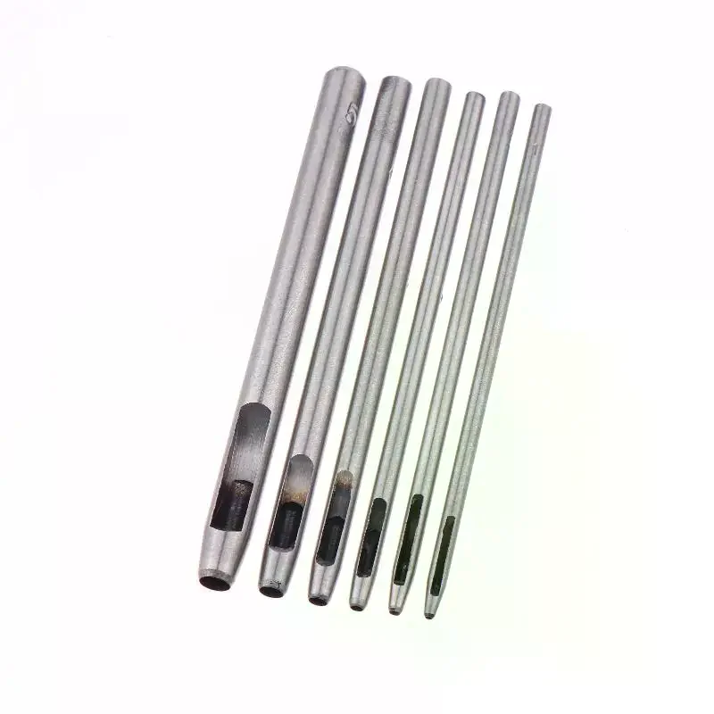6 Pcs Kit Hollow Punch Set Round Hole Punch Tool Steel Leather Craft Working For Watch Band,Fabric,Plastics,Gasket Belt