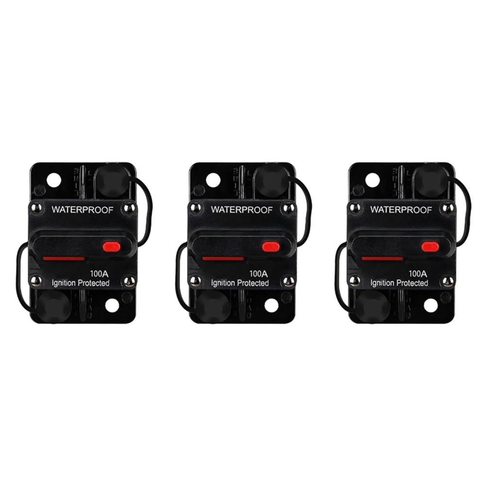 ABGG-3X Waterproof Circuit Breaker,With Manual Reset,12V-48V DC,100A,For Car Marine Trolling Motors Boat Power Protect