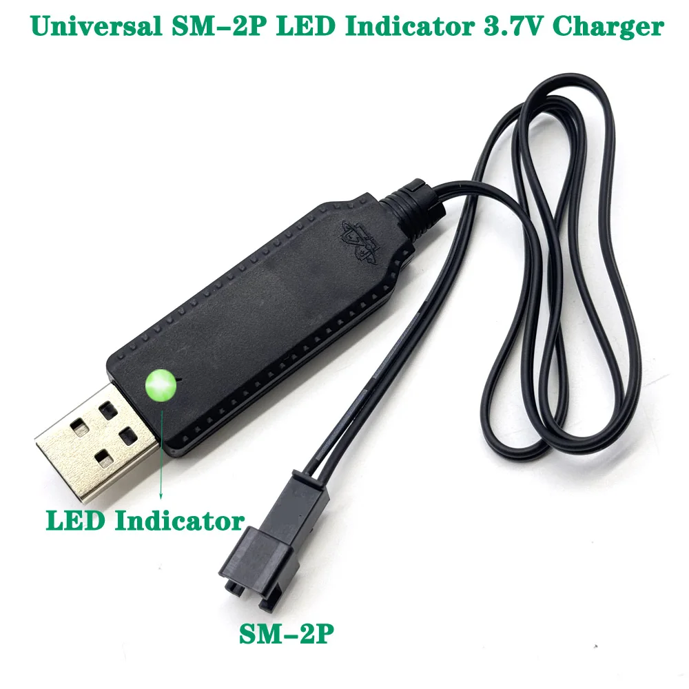 1/3 pces com cabo carregador usb led para 3.7v carregador de bateria de lítio SM-2P frente rc carro aeronaves peças reposição rc quadcopter brinquedo