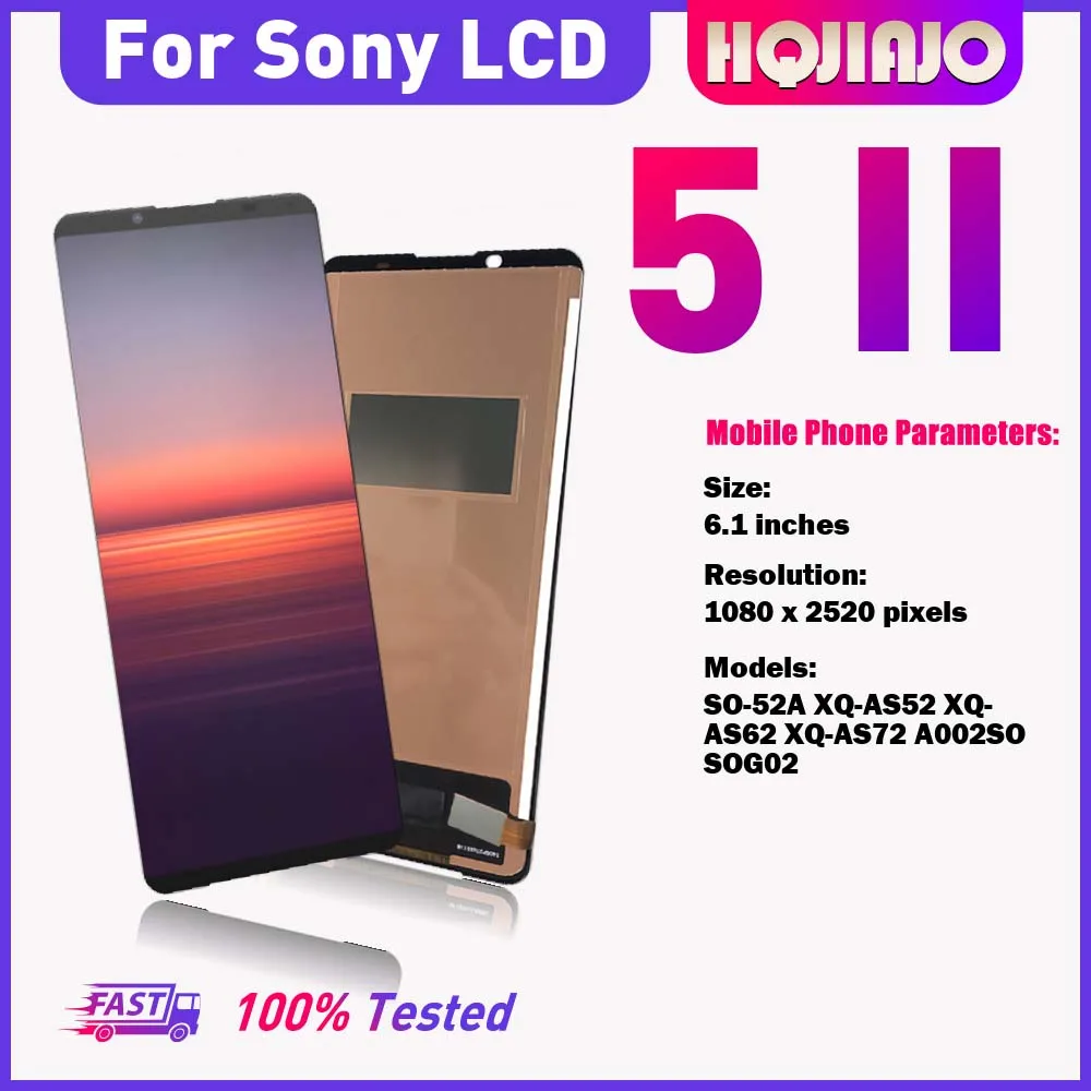6.1'' LCD For Sony Xperia 5 II SO-52A XQ-AS52 XQ-AS62 No Frame Display Touch Screen Digitizer Assembly Replacement 100% Tested