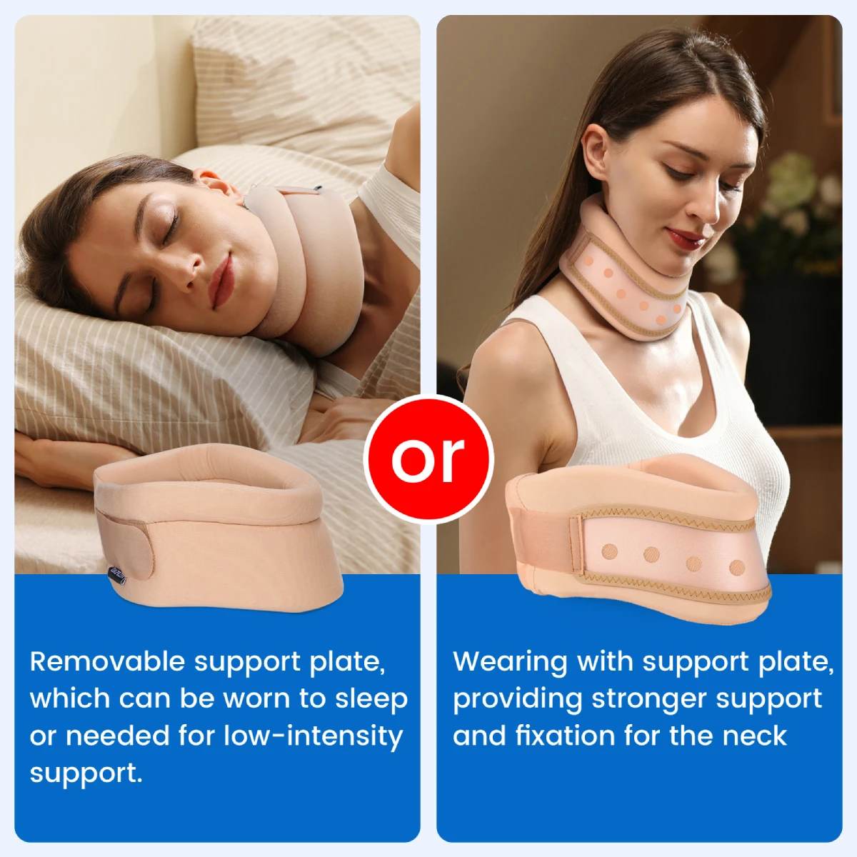 VELPEAU Neck Brace Foam Cervical Collar for Pain Relief and Pressure in Spine Adjustable Neck Support for Home Use and Sleeping