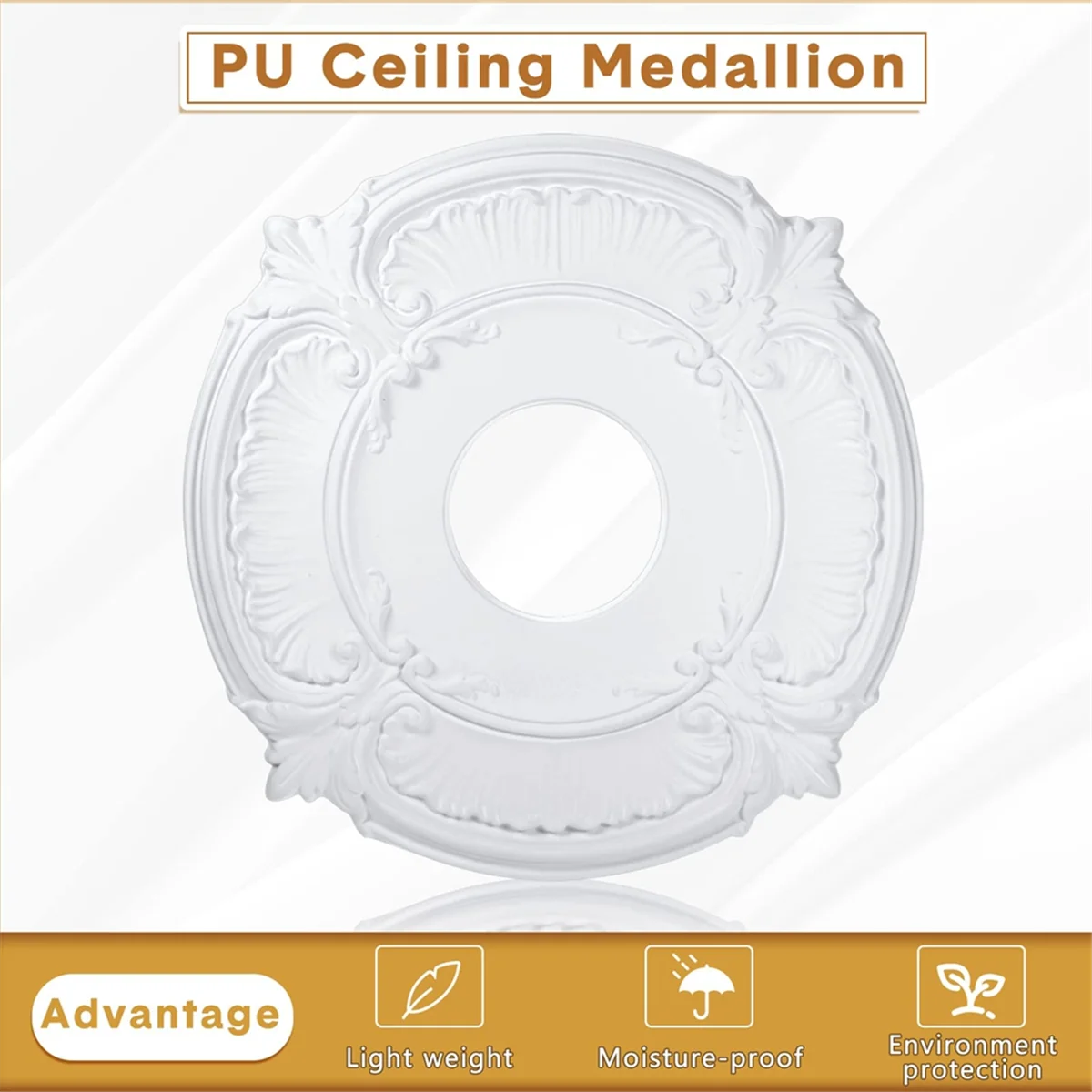 ABZV-2 pièces médaillon de plafond en polyuréthane médaillon de ventilateur de plafond décoratif pour luminaires ventilateurs de plafond lustres, 12 pouces OD