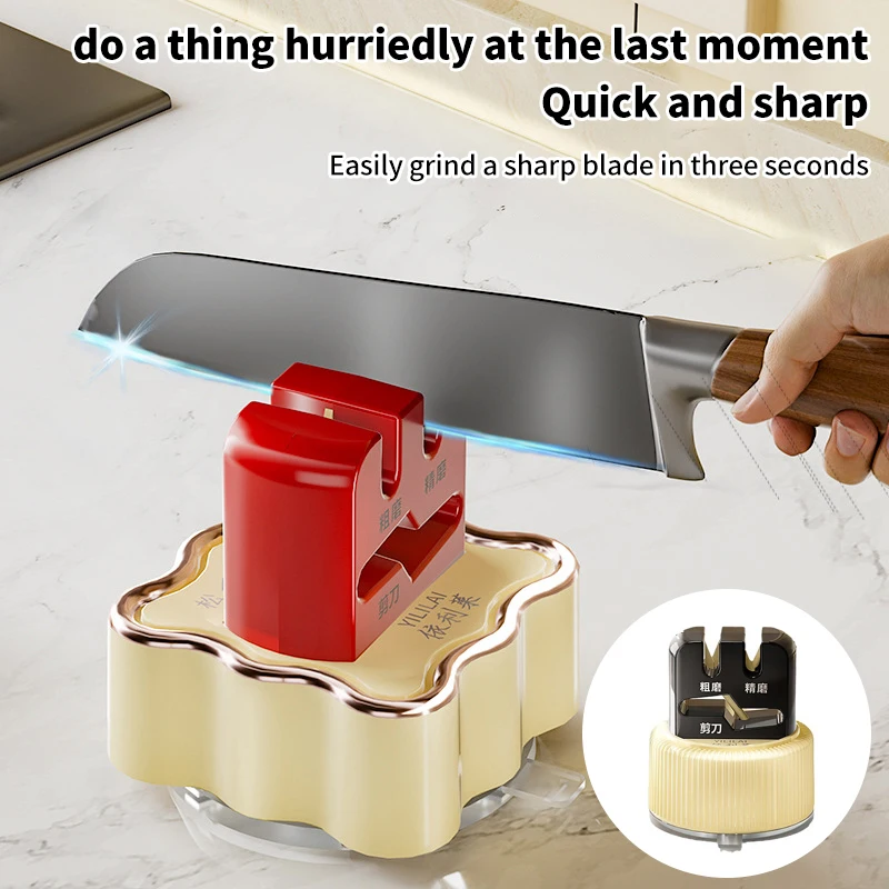 Cutter Sharpener With Secure Suction Cup Handheld Sharpening Stone For Home And Outdoor Use Scissors Sharpening Tool