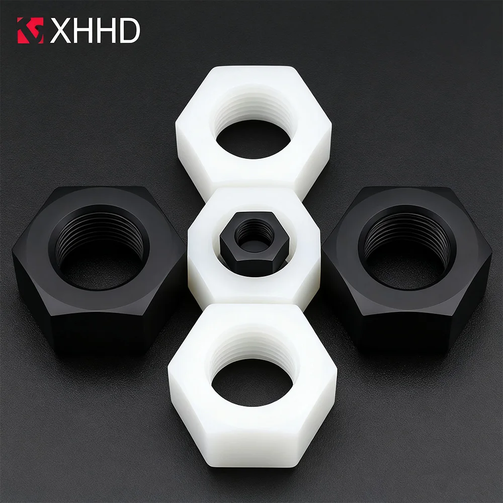Nylon Hex Nuts M2 M2.5 M3 M4 M5 M6 M8 M10 M12 M14 M16 M18 M20 White and Black Plastic Nylon Nut Hexagon Nut DIN934
