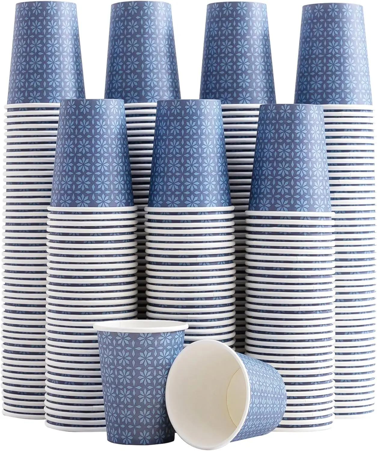 

300 Pack Paper Cups 8 oz, Disposable Hot/Cold Beverage Drinking Cups, 8 OZ Paper Coffee Cups, Navy Floral Coffee Cups for Par