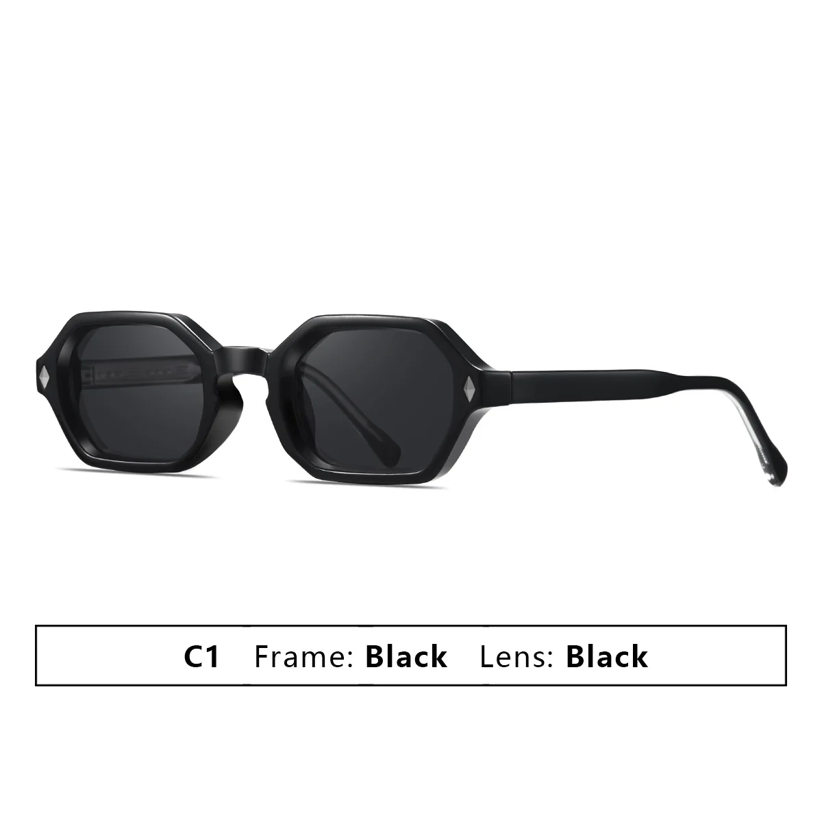 Kleine vintage hexagon zonnebrillen voor dames en heren, luxe designer zonnebril, populaire punk rivet driving shades
